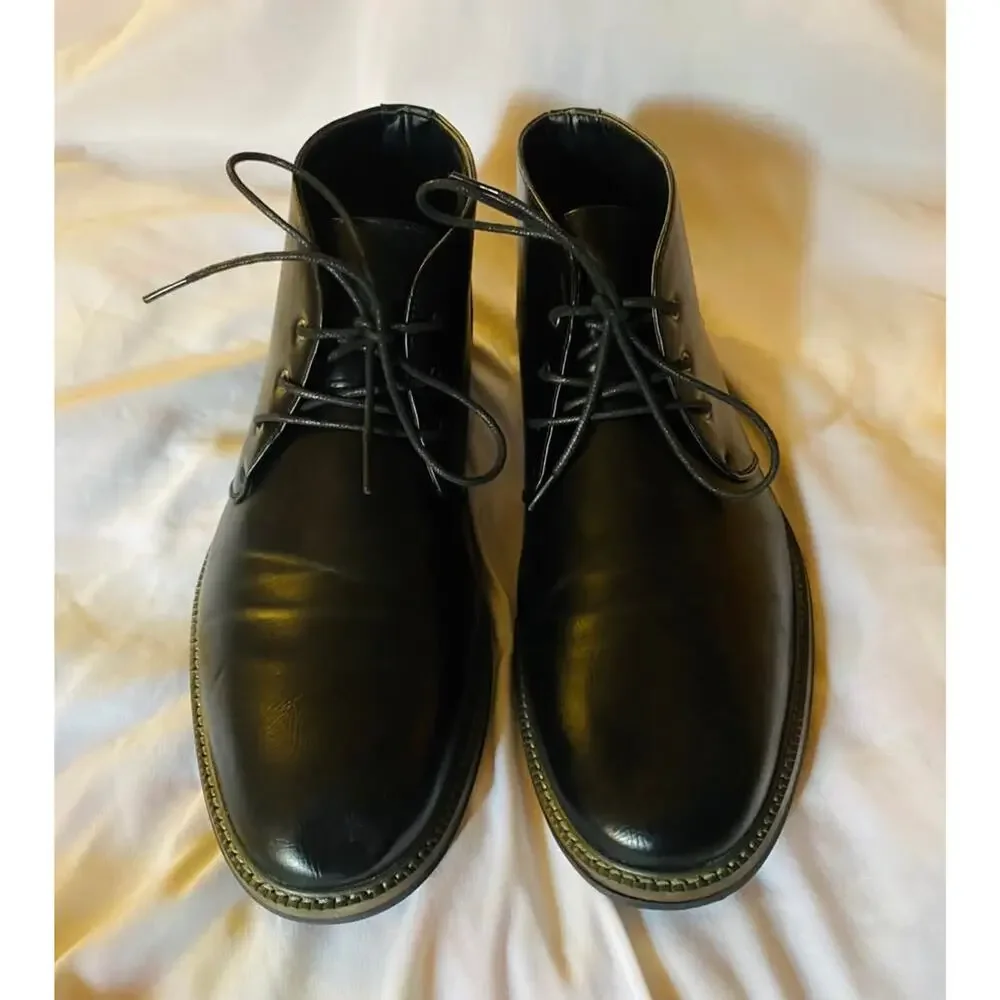 David Stone Men’s Black Leather Chukka Ankle Boots Size 11